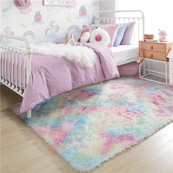 Other - Rainbow Fluffy 4x6 Rug Girls Bedroom Room Decor, Shag Carpet for Nursery,
